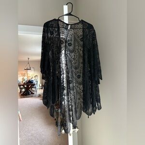 Black Lace Kimono Cardigan